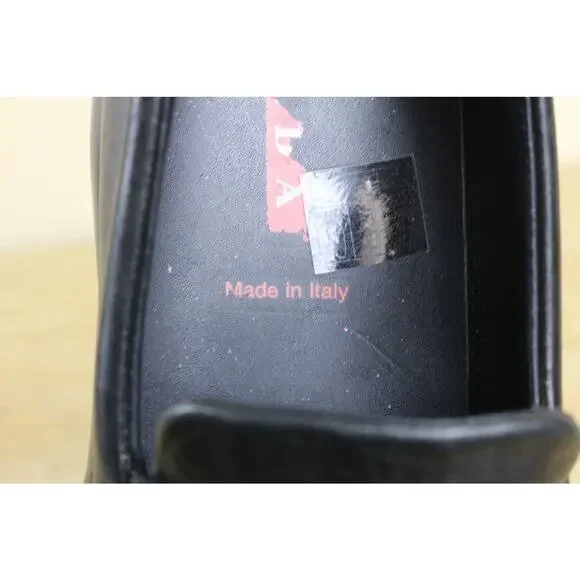 Vintage Prada Sport Shoes Womens 38 Black Leather Loafers Slip On Italy - Picture 12 of 15